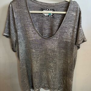 Metallic Gray Short Sleeve Top